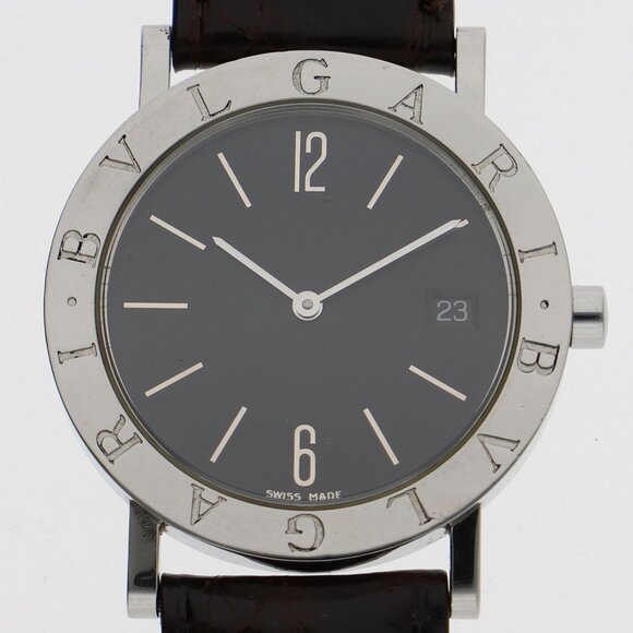 BVLGARI BB33SLD Bulgari Bulgari black SS/leather QZ - Picture 1 of 6